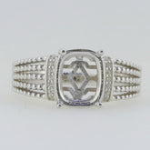 14K White Gold Semi Mount Ring Setting Cab Cushion CU 10X8mm Syzjewelry